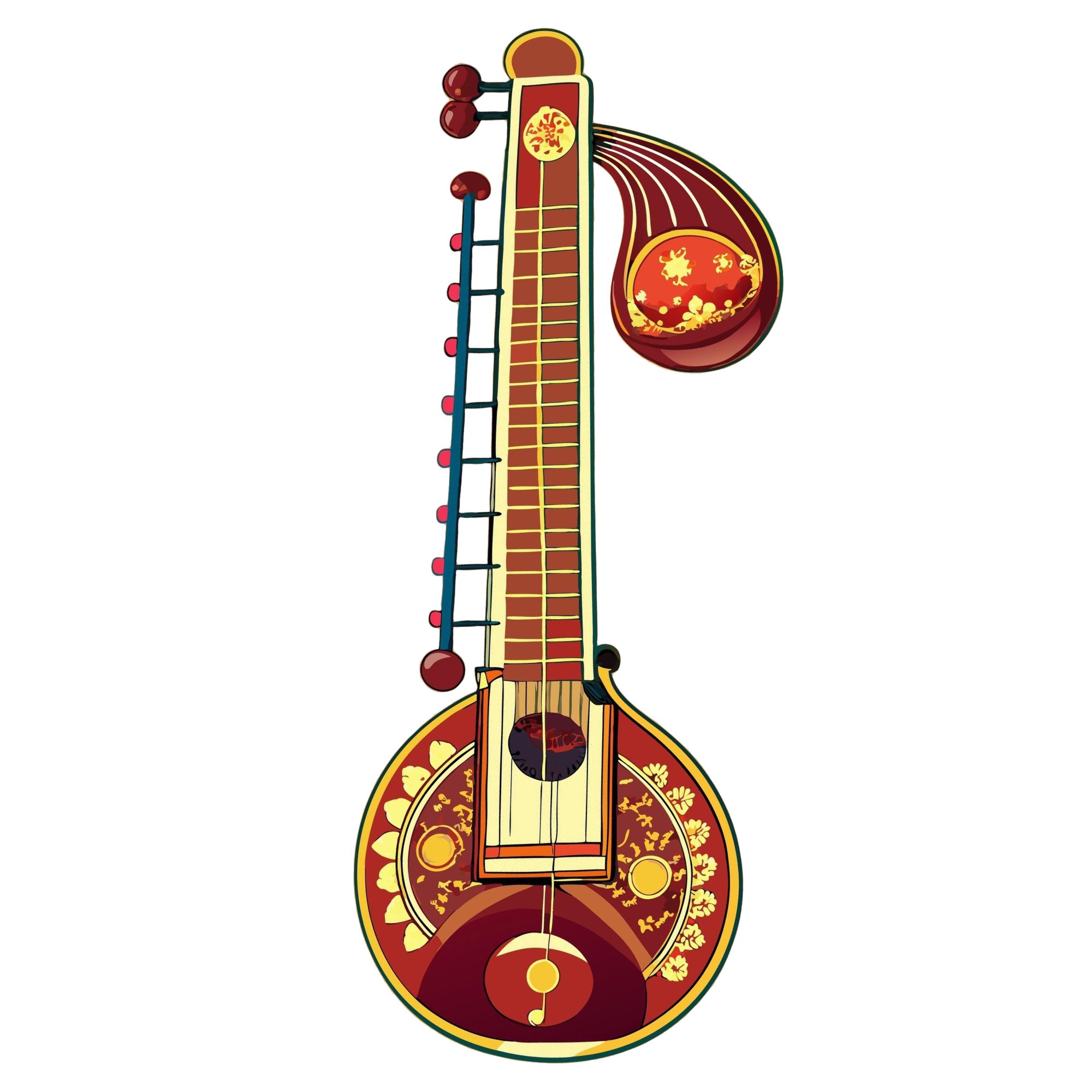 beautifully-detailed-vector-traditional-sitar-showcasing-intricate-strings-carvings- straight